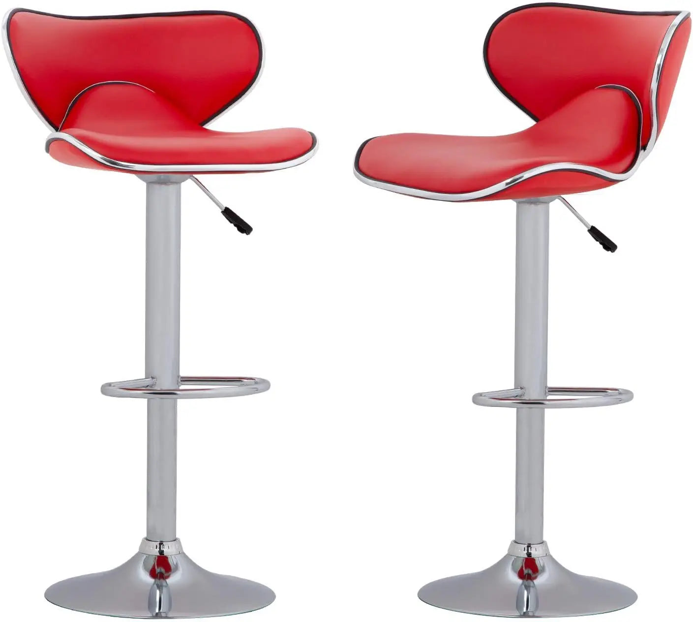Set of 2 Bar Stools, Counter Height Adjustable Bar Chairs with Back Barstools PU Leather Swivel Bar Stool