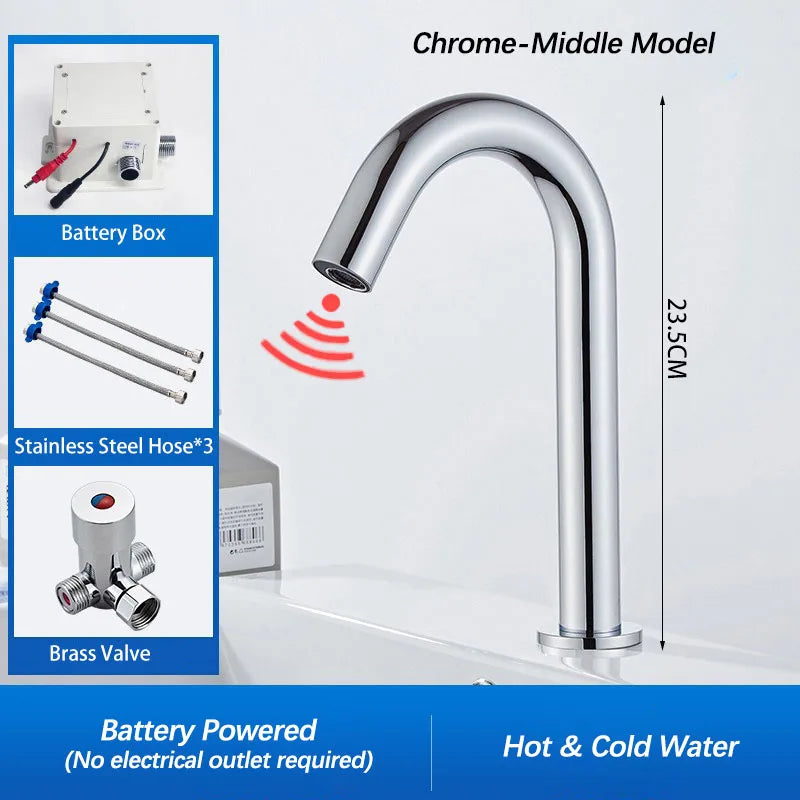 Black Automatic Touch Free Infrared Sensor Bathroom Basin Faucet.Touchless Tapware.Cold Hot Water Mixer Tap.Bathroom Sink Faucet