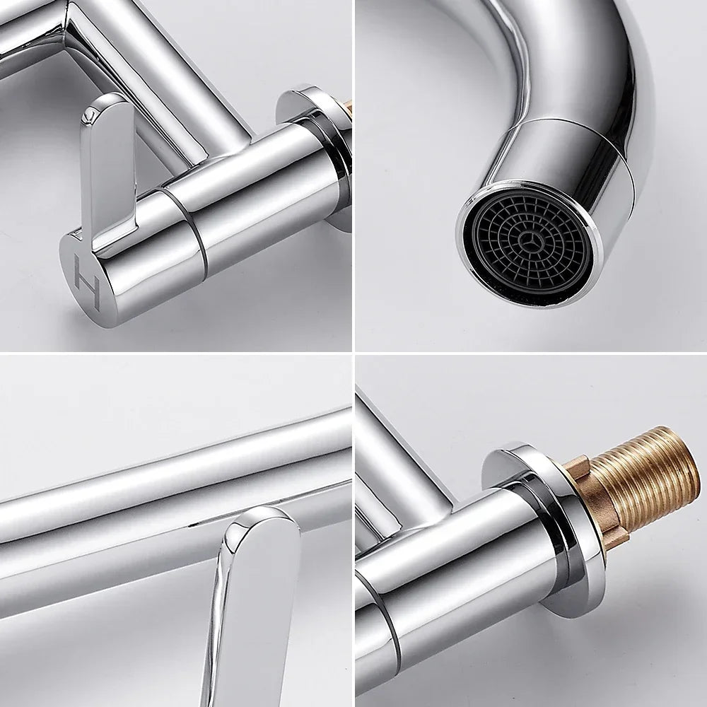 Kitchen Faucet Modern Double Handles Sink Tap 360° Swivel Spout Mixing Faucet Brass Bathroom Faucet for  Sink Deck Mounted