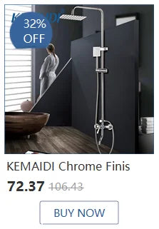 KEMAIDI Bathroom Shower Set W/ Shelf Wall Mount Shower System Hot & Cold Mixer White Gold Rainfall Bathtub Shower Faucet Set