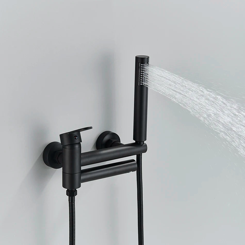 Uythner Bathtub Faucet With Swivel Tub Spout Brass Wall Mounted Bathroom Shower Mixer Tap Full Shower Set for Bathroom