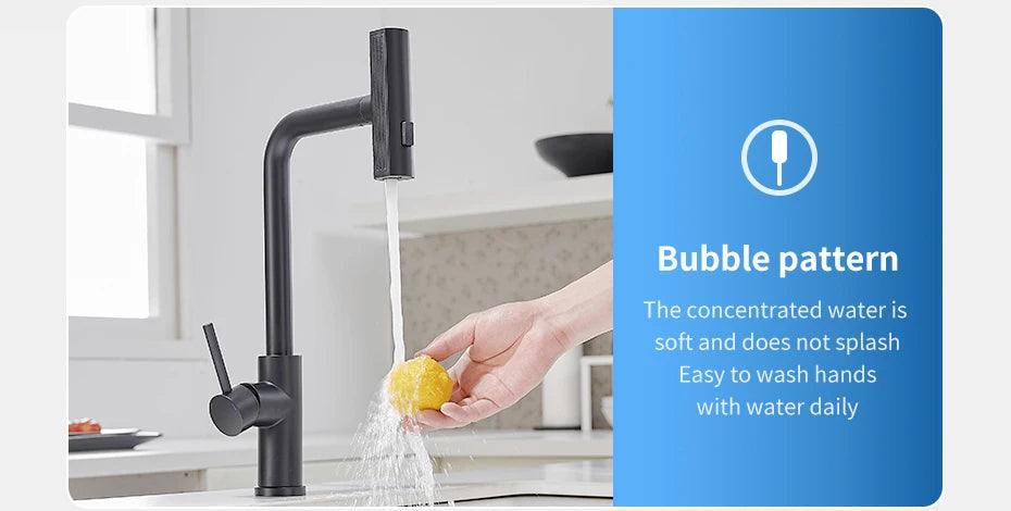 Touch Sense Kitchen Faucet 3 Mode Black Waterfall Crane Brushed Nickel Sensor Pull Out Hot Cold Mixer Gray Sink Water Tap 1668