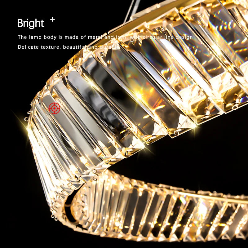 Modern Gold Ring Remote Dimmable Luxury Pendant Light