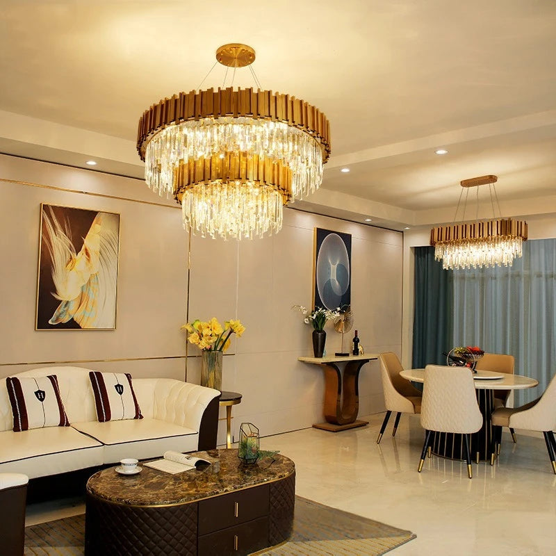 Gold Crystal LED Chandelier Lighting