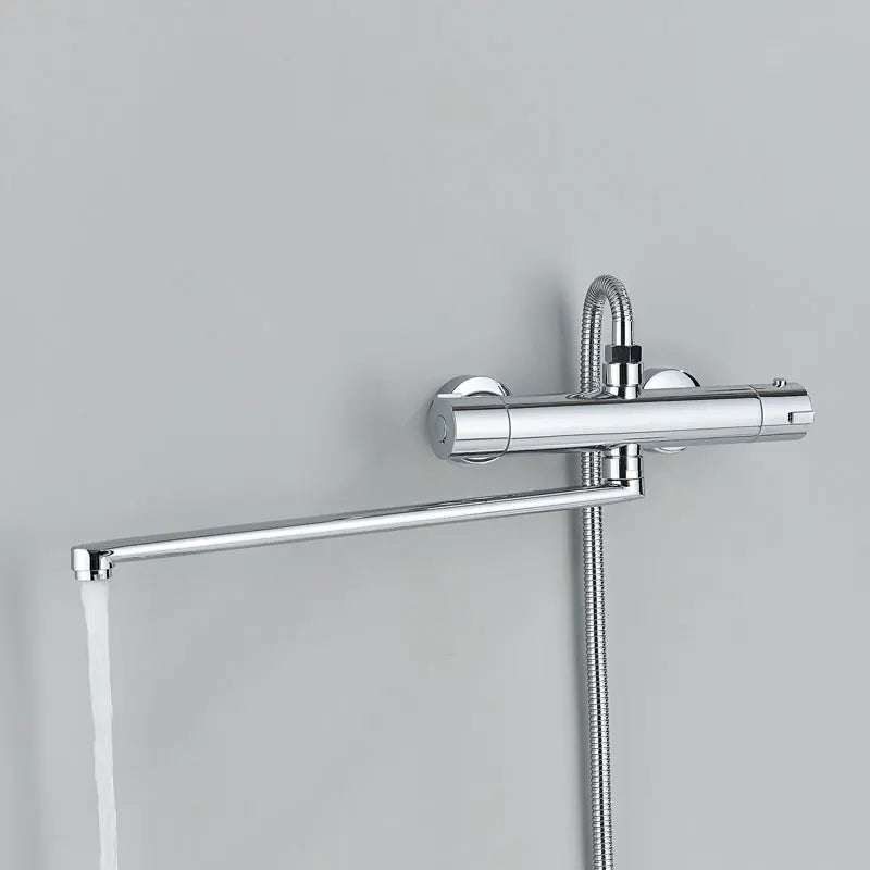 Thermostatic Shower Faucet Chrome Cold Hot Water Mixer Tap Wall Mounted Thermostat Tapware ABS Plastic Handheld Bathtub faucet