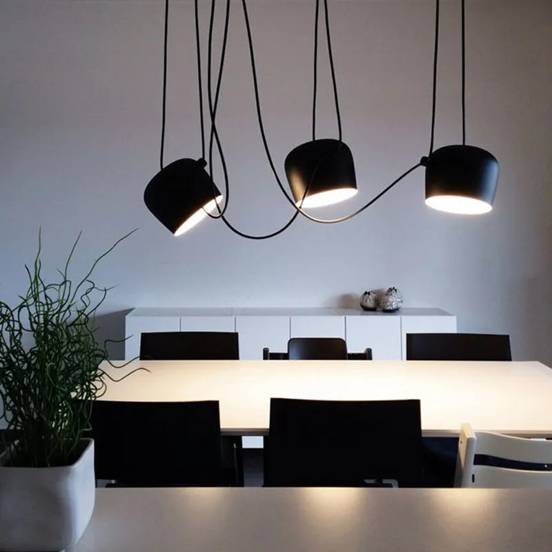 Aim pendant light Modern Drum Pendant Lamp For Living Room Bedroom Restaurant Bar Decor Creative black Long line chandelier