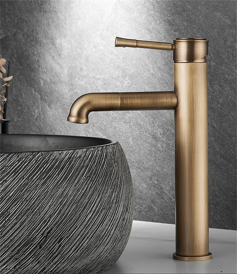 Antique Bronze Basin Faucets Bathroom Faucet Hot & Cold Brass Bathroom Sink Faucet Rotating Lavotory Faucet  Mixer Water Tap