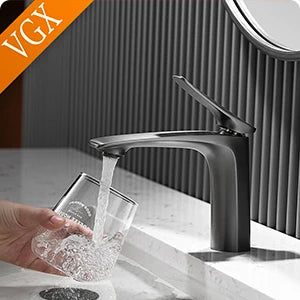 VGX Multifunctional Bathroom Faucets Pull Out Basin Mixer Sink Faucet Gourmet LED Temperature Tap 360° Tapware Crane Brass White