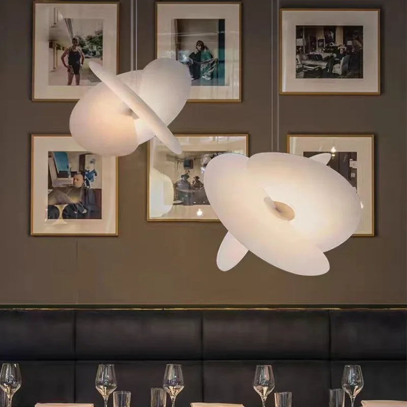 Creative Personality Art Curve Design Living Room Bedroom Restaurant Duplex Designer Silk Fabric Chandelier Eye Protection LED