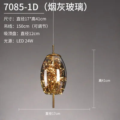 Nordic Bedside Led Glass Pendant Lights For Bedroom Bar Dining Living Room Amber Hanging Light Fixture Pendant Lamp