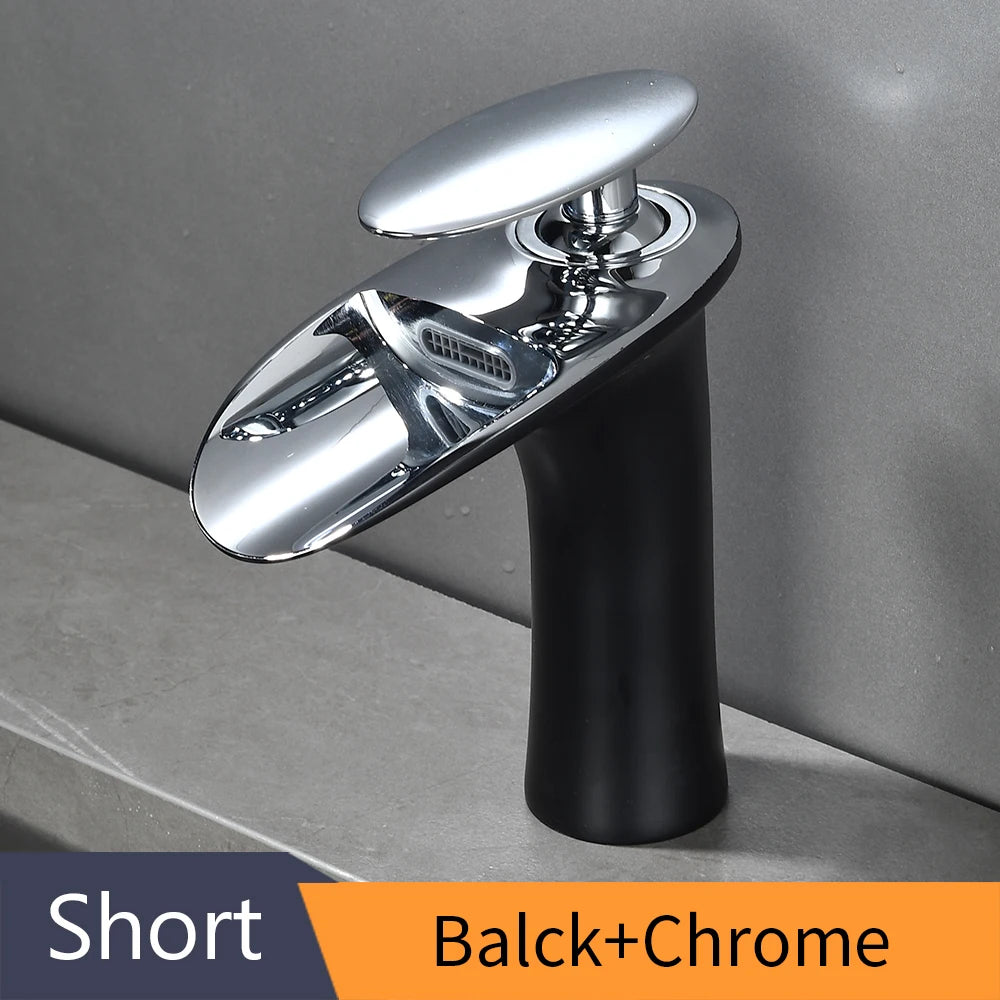 Gold Basin Faucets Waterfall Bathroom Faucet Single handle Basin Mixer Tap Bath Faucet Brass Sink Water Crane Silver 855923