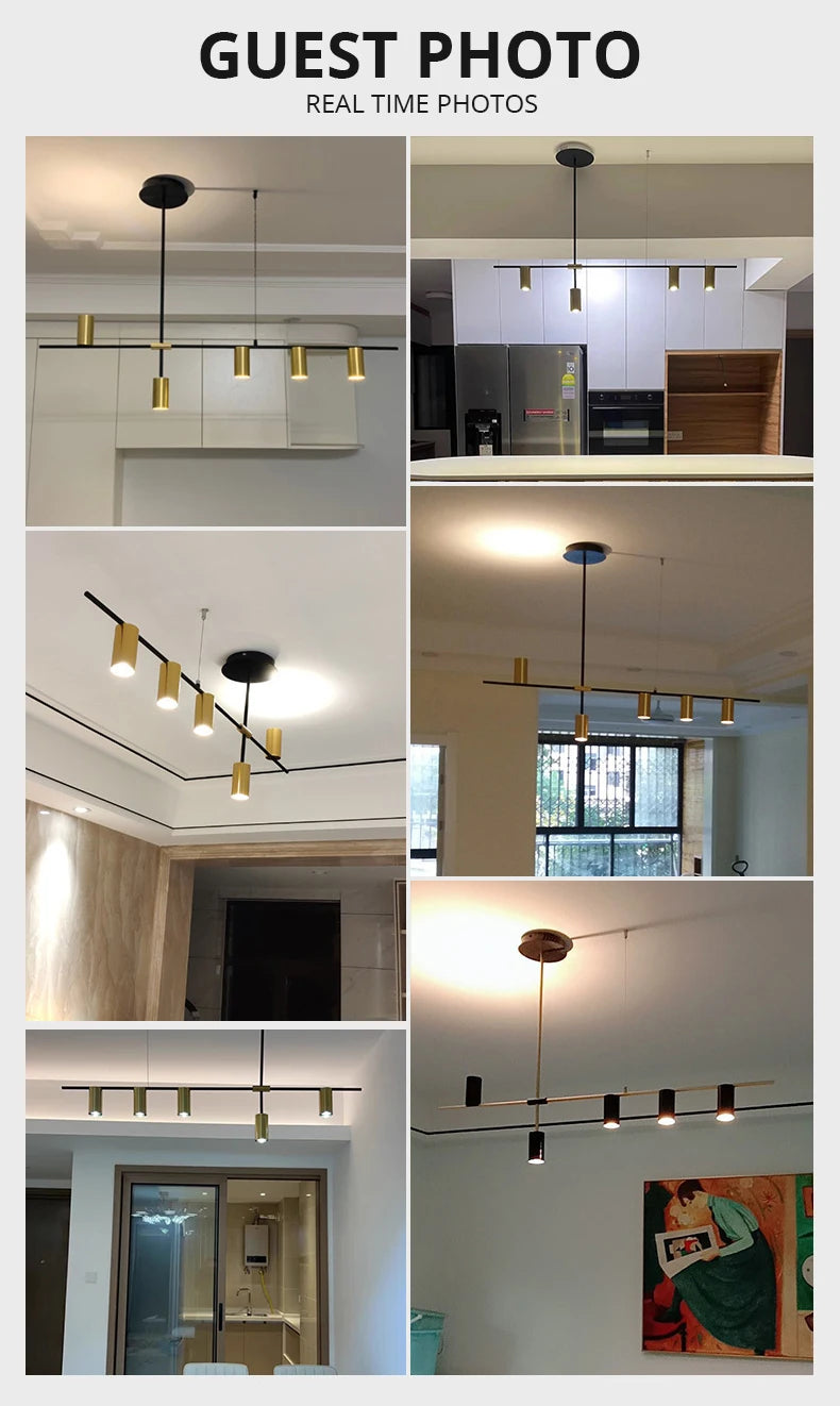 Kitchen Hanging Ceiling Lamps Simple Modern Style Long Chandelier LED Living Room Pendant Light Fixture Dining  Bar Counter Lamp