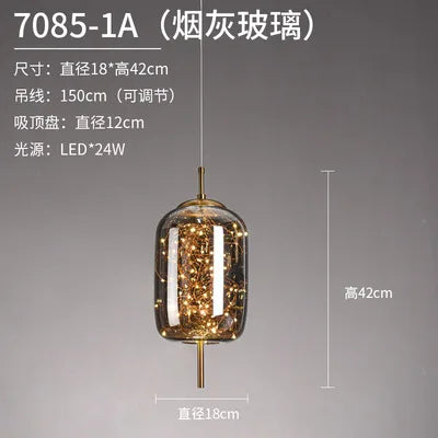 Nordic Bedside Led Glass Pendant Lights For Bedroom Bar Dining Living Room Amber Hanging Light Fixture Pendant Lamp