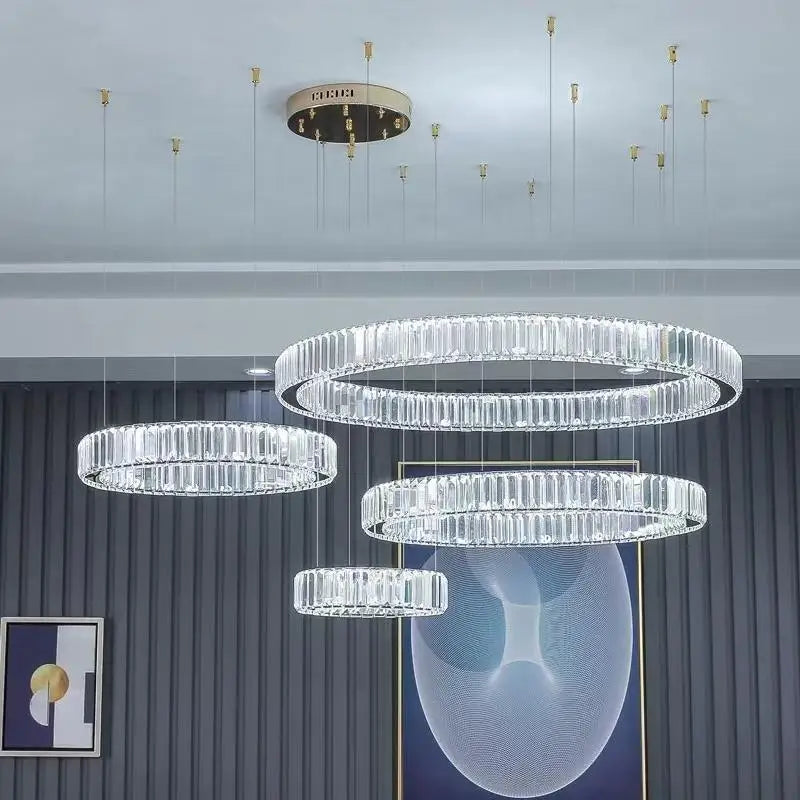Postmodern Living Room Crystal Chandelier Remote Control Dimmable