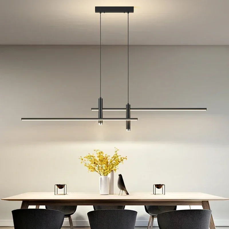Modern Black + Gold Dimmable LED Pendant Lamp