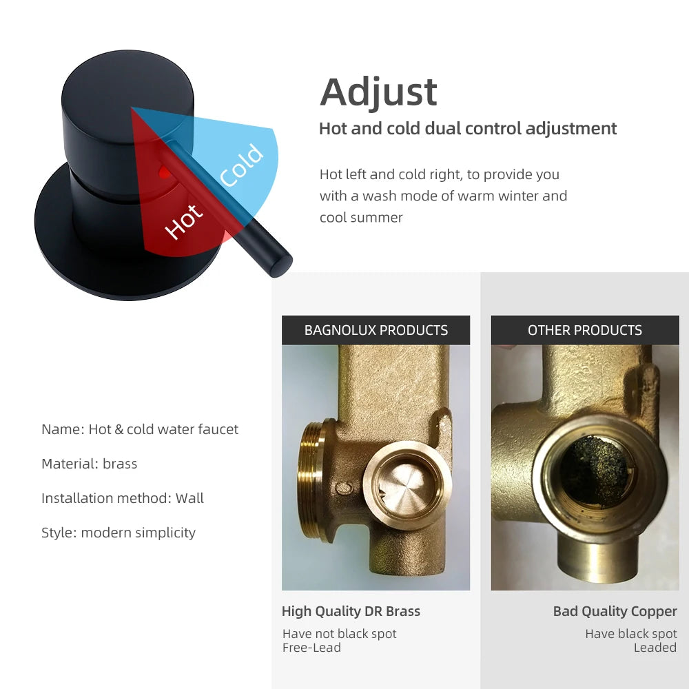 Shower Mixer Shower Set Hot & Cold 2 Way Diverter Shower Faucet Solid Brass With 150MM/210MM/260MM Bath Spout Mixing Shower  Kit
