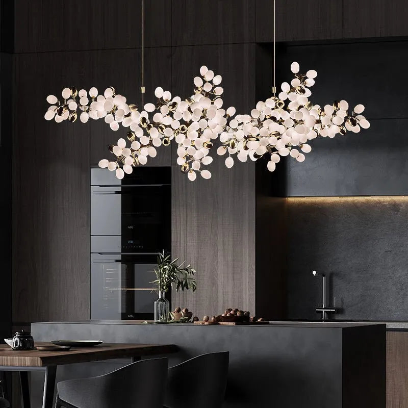 Postmodern LED Luxury White Glass Chandelier