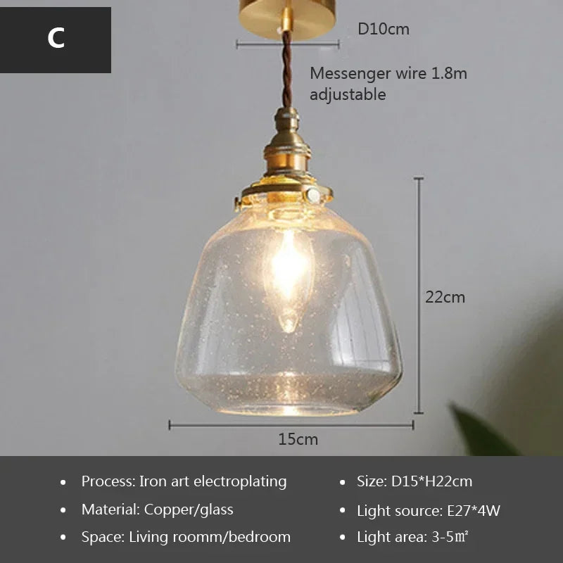 Glass Pendant Light Nordic Retro Chandeliers