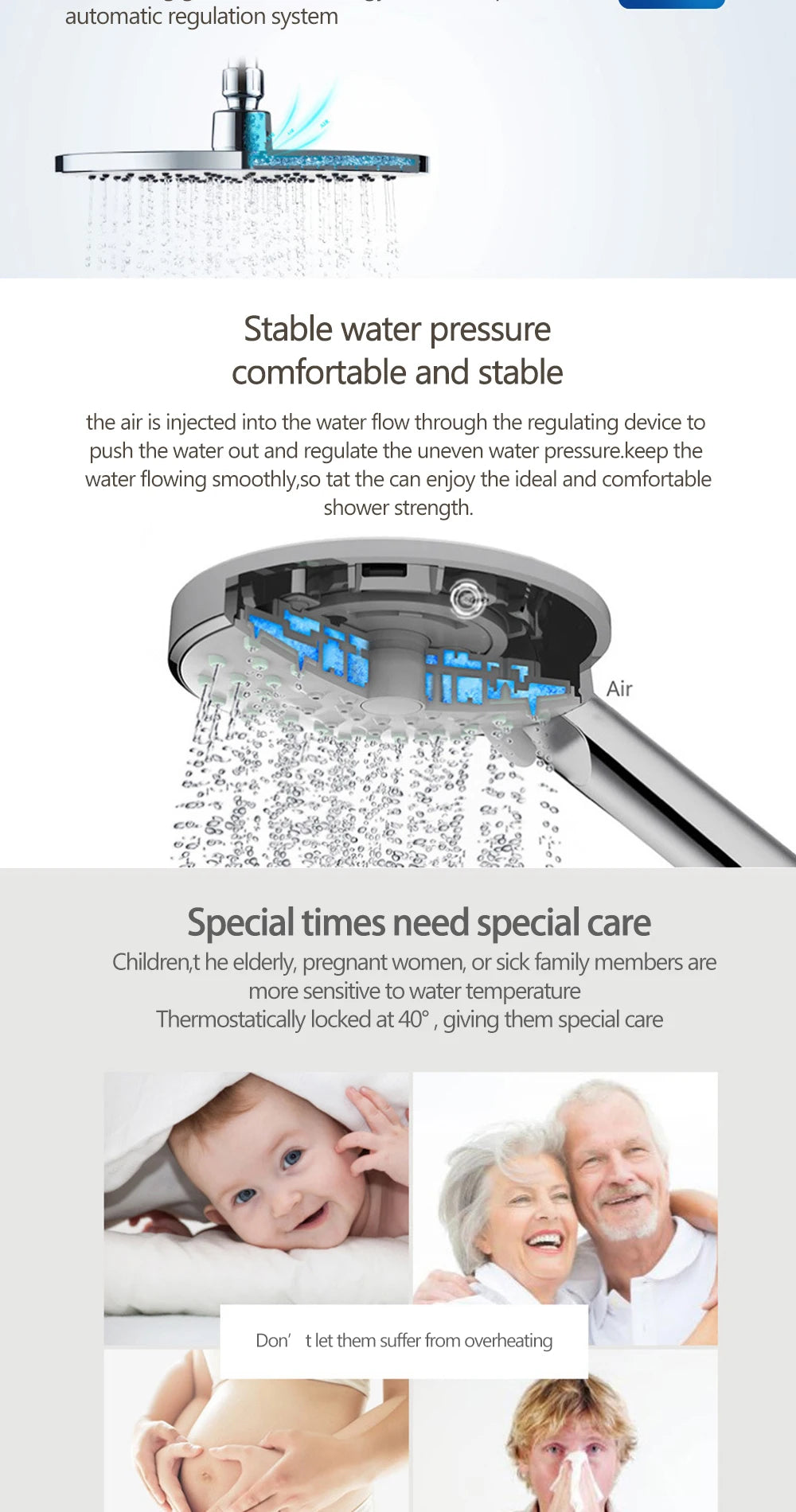 Thermostatic Shower Faucet Chrome Waterfall Rain Shower