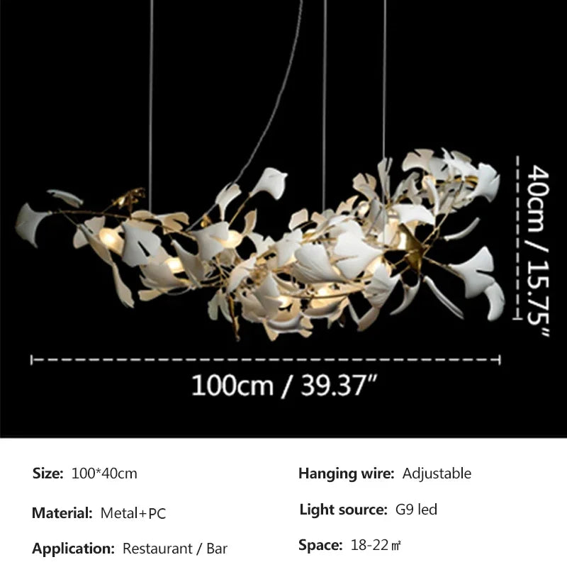 Round Ginko Leaf Chandelier Light For Bedroom Living Dining Room Modern New Porcelain Leaves Pendant Lights Hanging Chandeliers