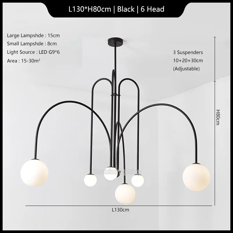 Chandelier Italian Room Decor Ceiling Lamp Magic Beans House Appliances Led Modern Iron Glass Style Pendant Lights for Home