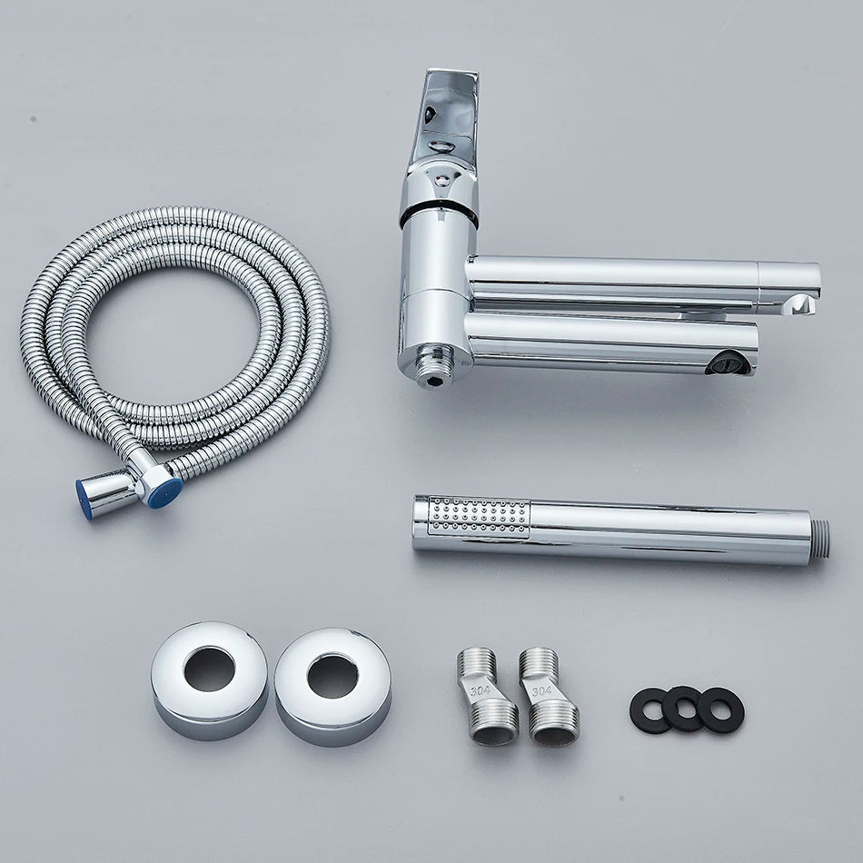 Uythner Bathtub Faucet With Swivel Tub Spout Brass Wall Mounted Bathroom Shower Mixer Tap Full Shower Set for Bathroom