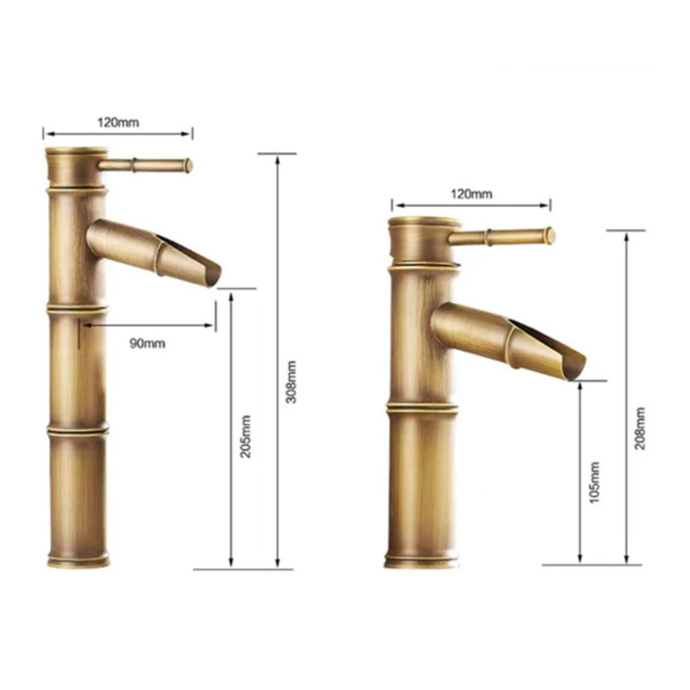 Basin Faucet Antique Brass Bamboo Shape Faucet Sink Mixer Faucet Single Handle Filter Impurities Kitchen Bathroom Accessories