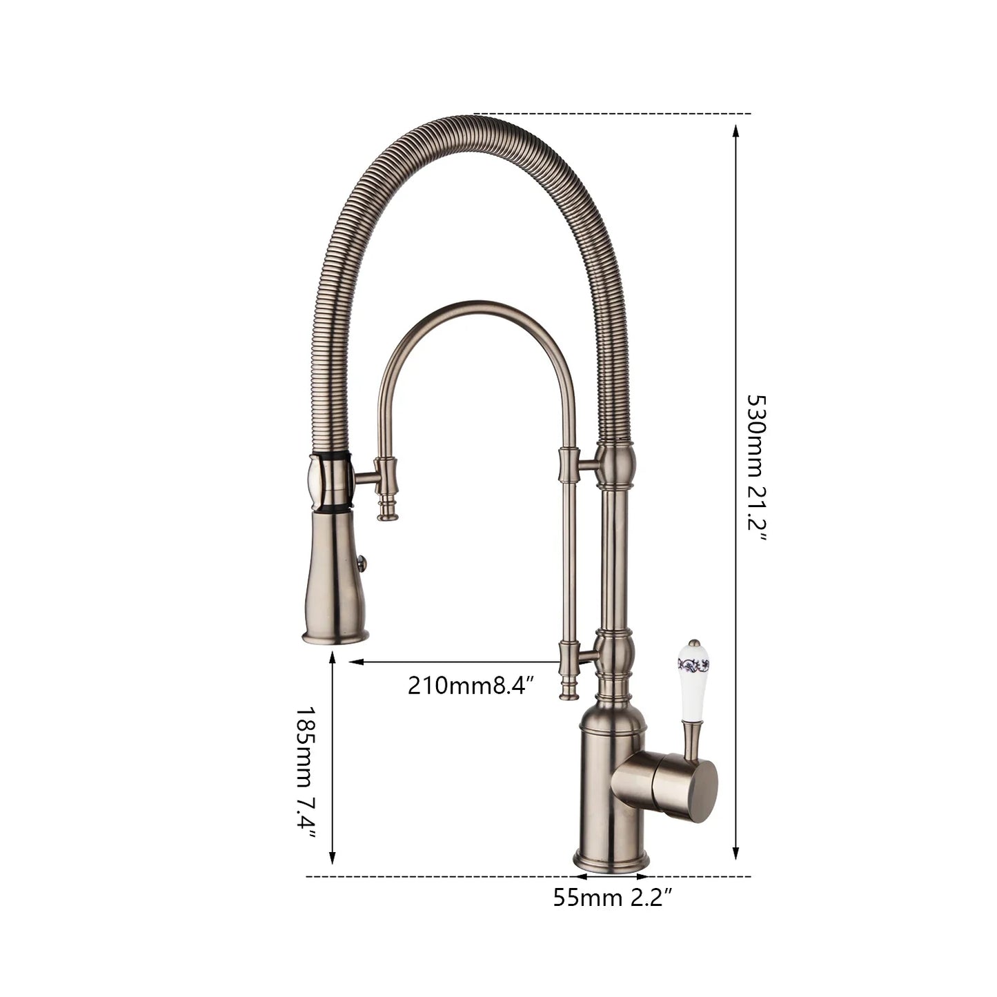 Golden Spring Pull Down Kitchen Sink Faucet Hot & Cold Mixer Crane Tap with Dual Spout Deck Mounted Hot Cold Faucets