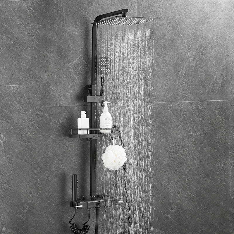 Brass Shower Faucet Thermostatic,Shower Syetem,30cm Spray Head, Digital Display LED,Bathroom Faucet,Black/Chrome