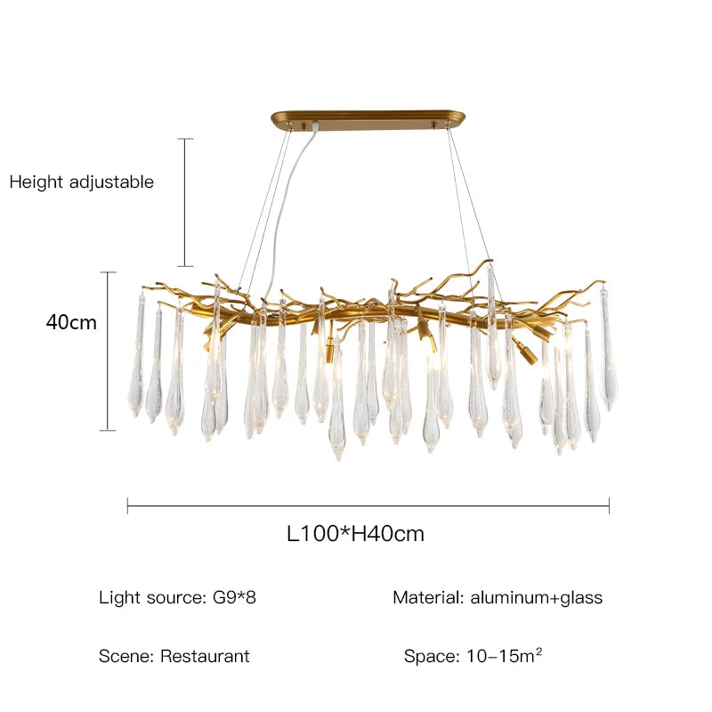 Branch Crystal Chandelier For Kitchen Table Living Dining Room Bedroom Round Modern Gold Crystal Hanging Chandelier Lights