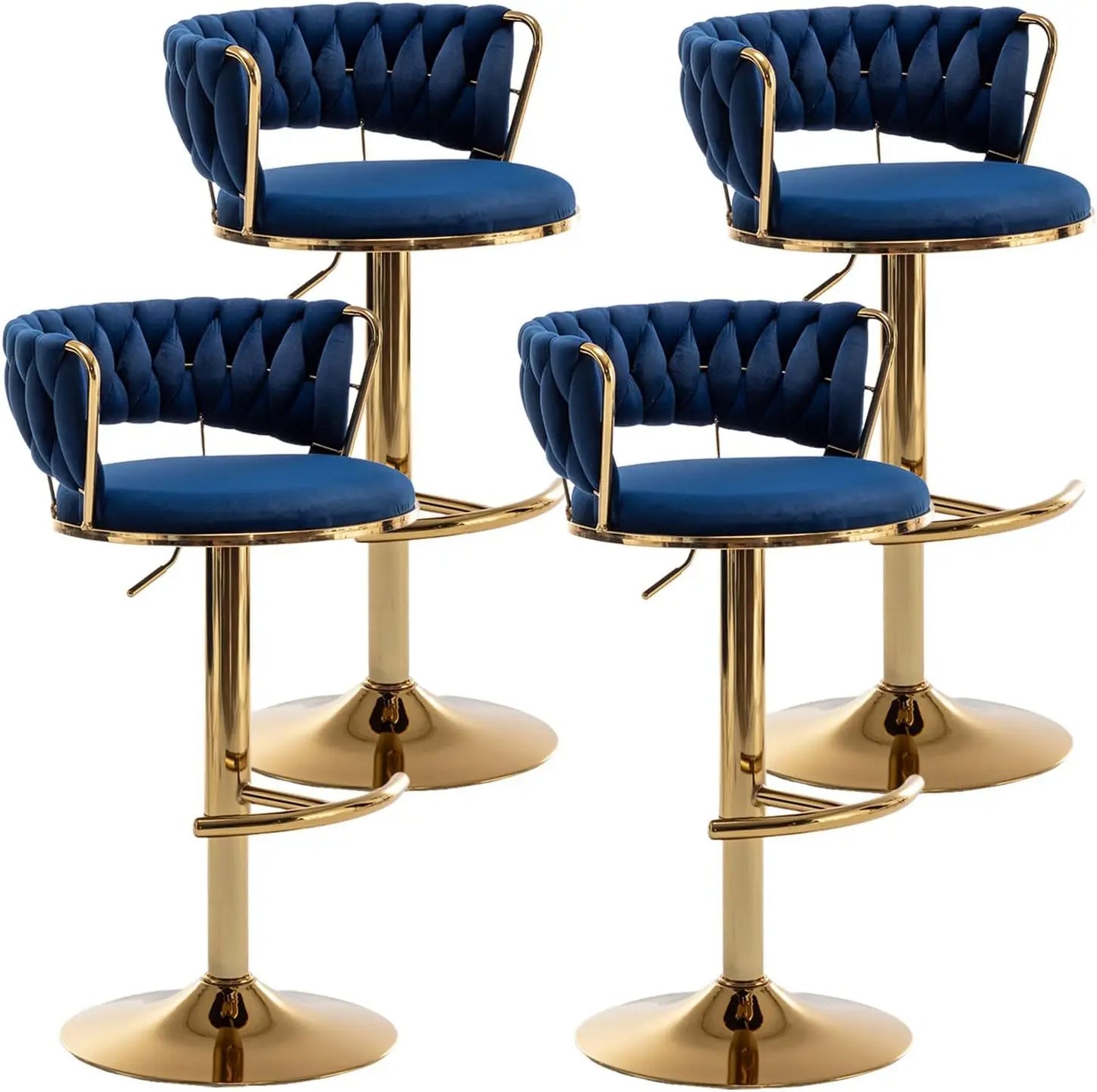 Velvet Low Back Bar Stools Set of 4 Counter Height Bar Stools