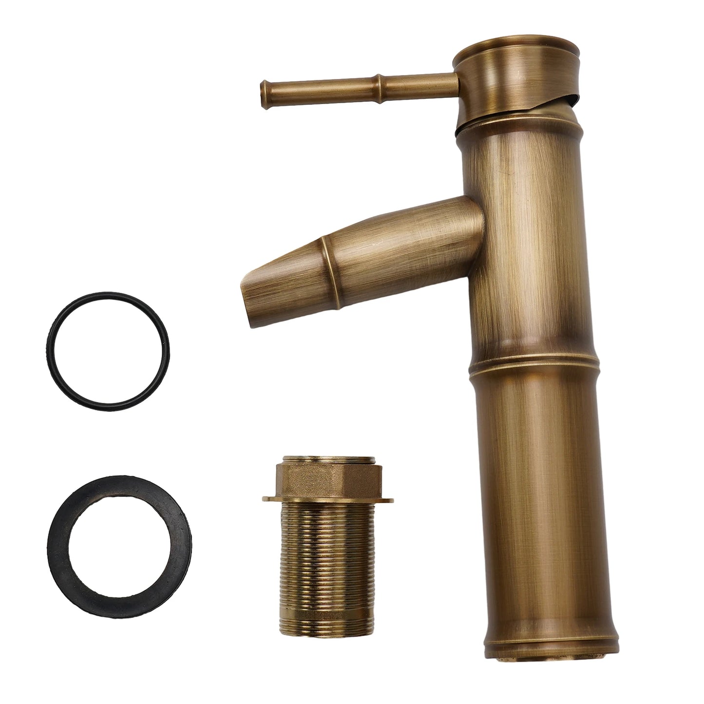 Bathroom Vanity Faucet Single Handle Hole Bathroom Sink Faucet Basin Mixer Tap Antique Brass Supply Hose Tap Hot Cold Water