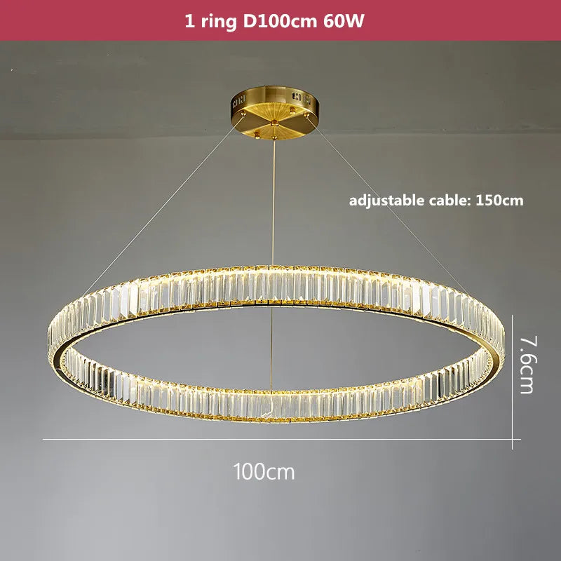Postmodern Living Room Crystal Chandelier Remote Control Dimmable