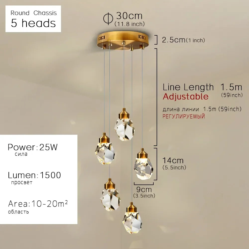 Nordic LED Crystal Hanging Lamp