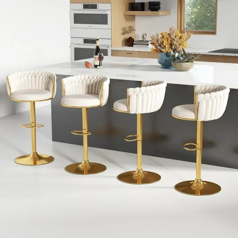 Modern Velvet Swivel Bar Stool Set of 4