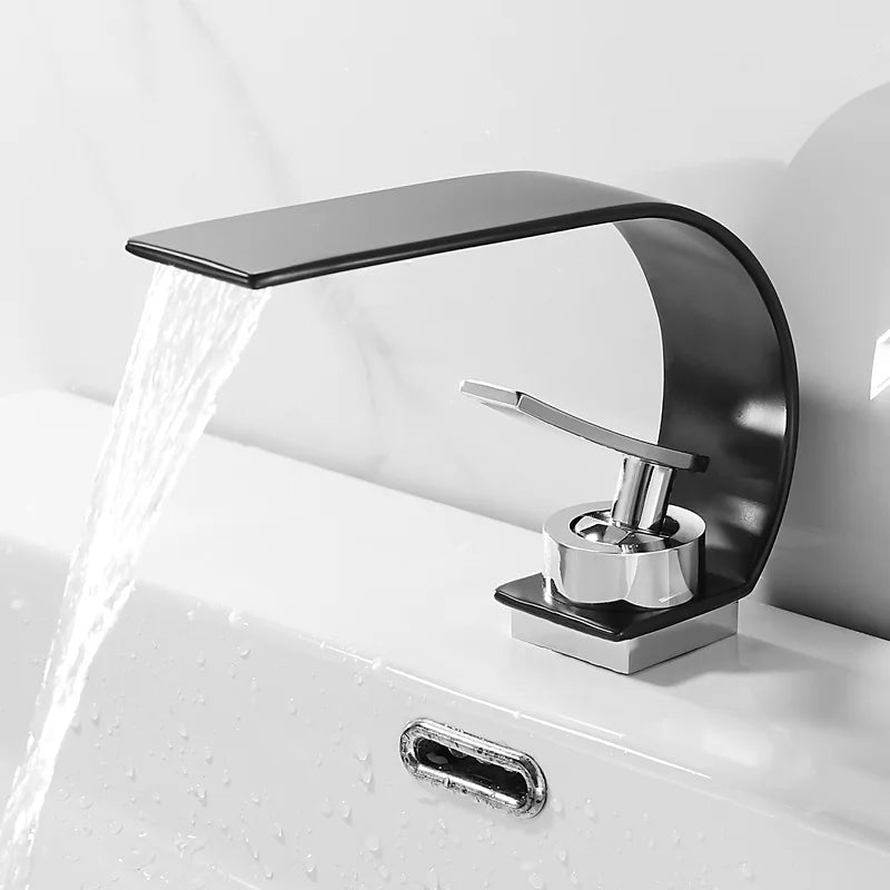 Deck Mount Waterfall Bathroom Basin Faucet