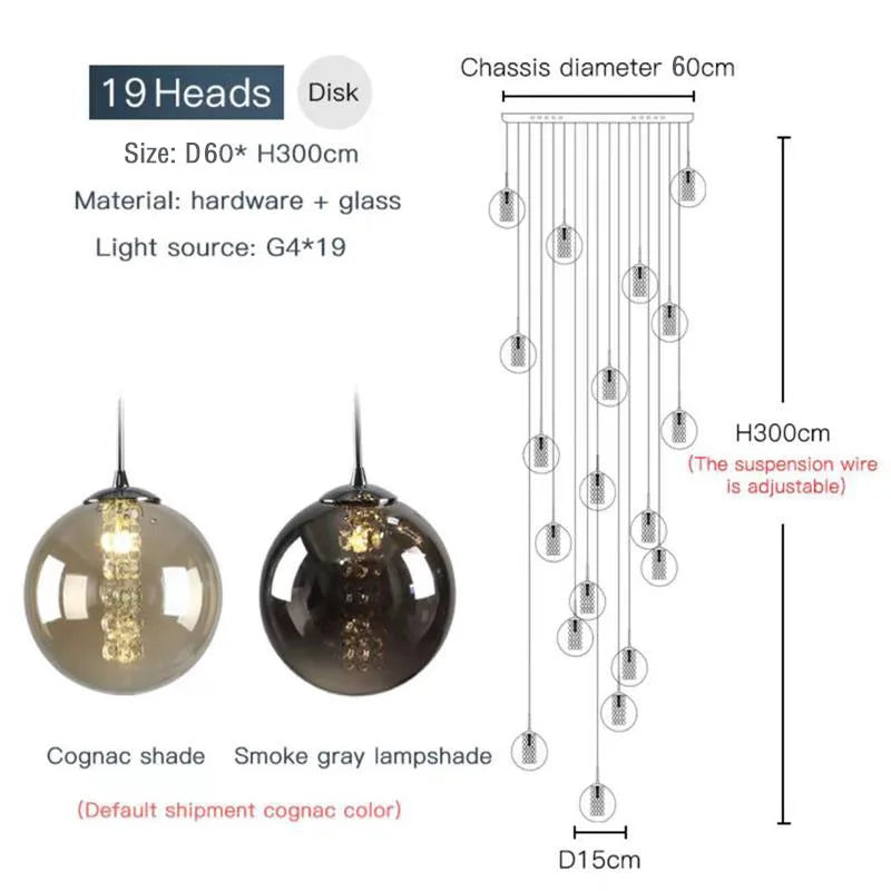 Nordic Glass Ball Chandelier in Black