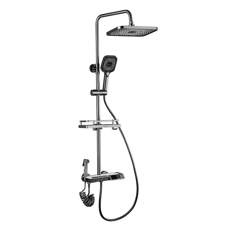 Grey shower set all copper piano intelligent shower set bathroom pressurized rain shower head CIR302CLE