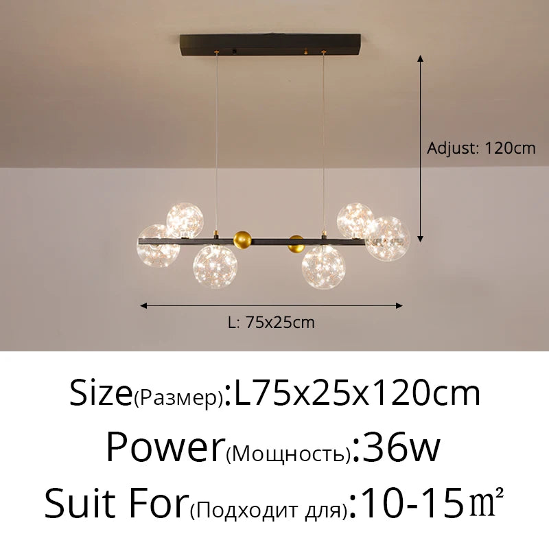 Nordic Clear Glass Ball Long LED Pendant Lamp