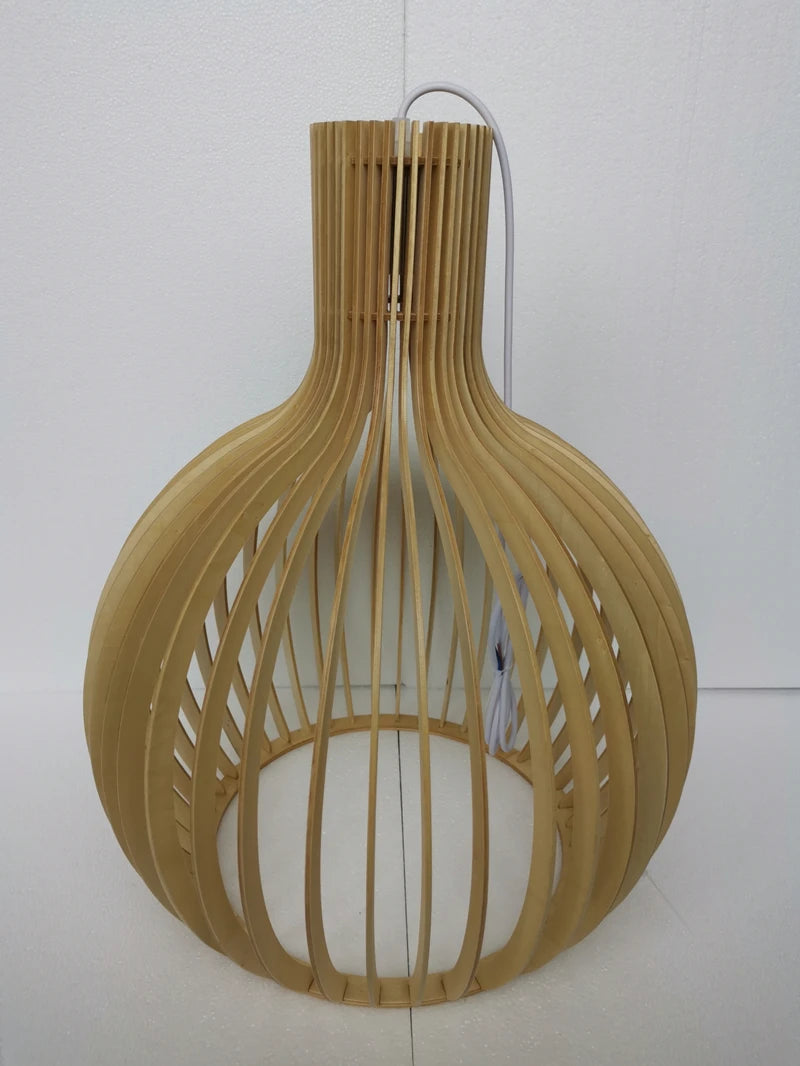 Nordic Black White Wood Birdcage Pendant Light