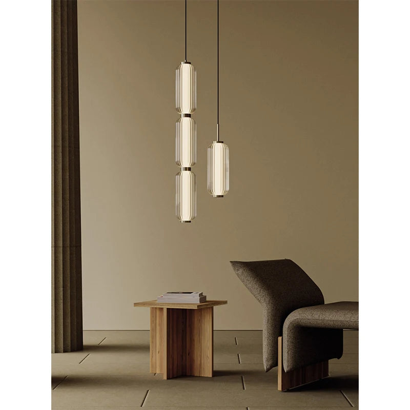 Postmodern minimalist long glass pendant lamp Restaurant bedside light American retro exhibition hall sample room pendant lamp