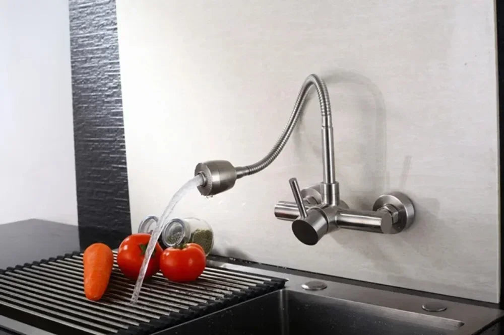 Kitchen Faucet Hot and Cold Water Household Wall Mounted Tap Bathroom Faucet Shower Faucet Bathroom Accessories