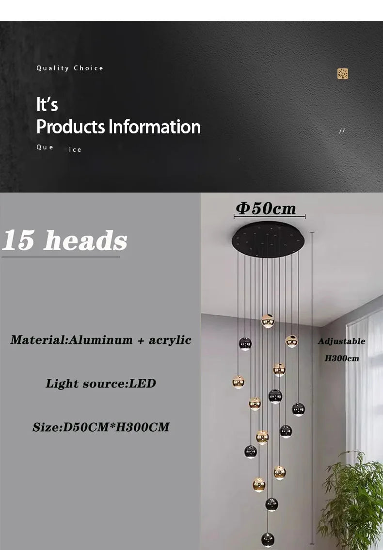 Pendent Lamp Stairs Chandelier lighting Living room Modern Pendant Lights for Kitchen Island Lustre stairs Hanging Ceiling Lamp