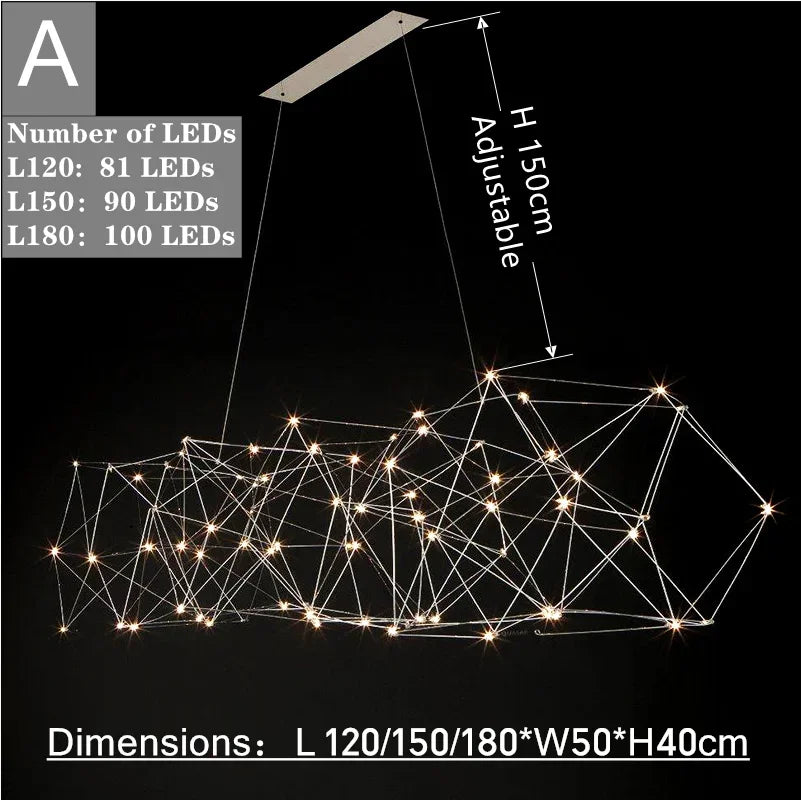 Restaurant pendant lamp stre lamp creative personality front desk bar dining hall led strip firefly display hall pendant lam