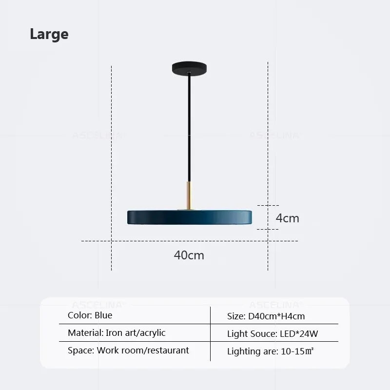 Modern minimalist pendant light LED Disc Lights Study Decor replica design lamp For Bedroom Living Room Office home design light