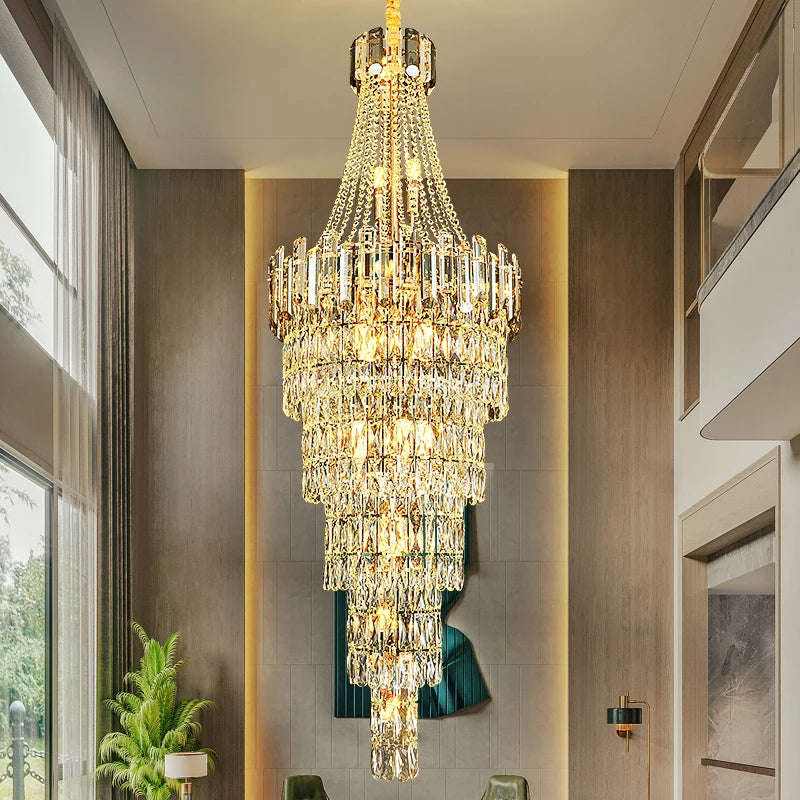 Long Crystal Chandelier