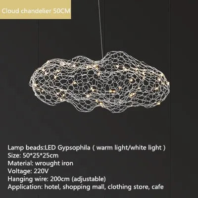 Art Decor Hollow Cloud Pendant Lights For Living Room Bedroom Staircase Danish Design Lamp Industrial Loft Firefly Chandelier