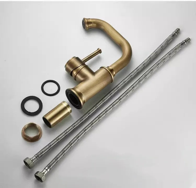 Basin Faucet Total Brass Lead Free Single Lever Hot and Cold Antique Mixer Sink Tap Bathroom Mixer
