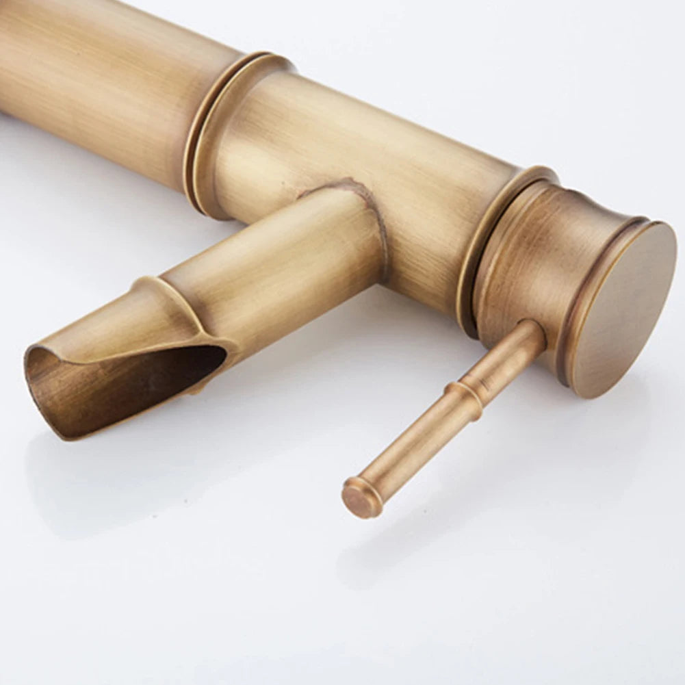 Basin Faucet Antique Brass Bamboo Shape Faucet Sink Mixer Faucet Single Handle Filter Impurities Kitchen Bathroom Accessories