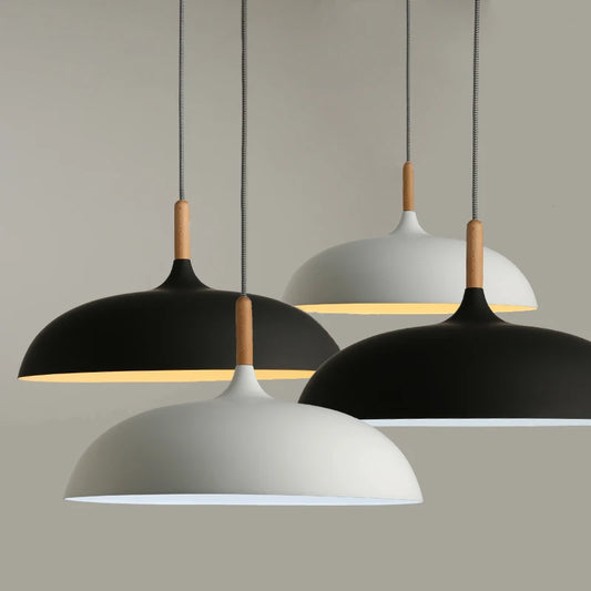 Minimalist Wood & Aluminum Modern Pendant Lamps